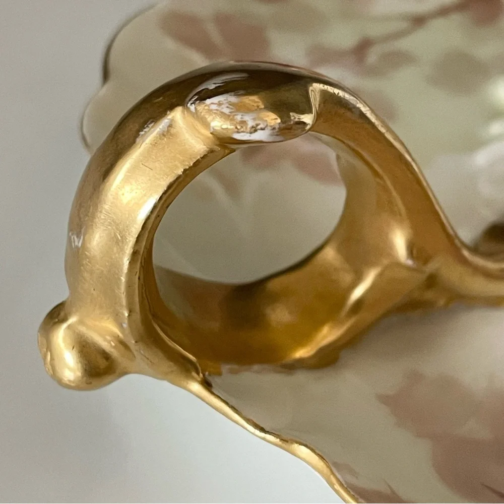 Floral & Gold Candle Holder with Handle - J.P. Limoges